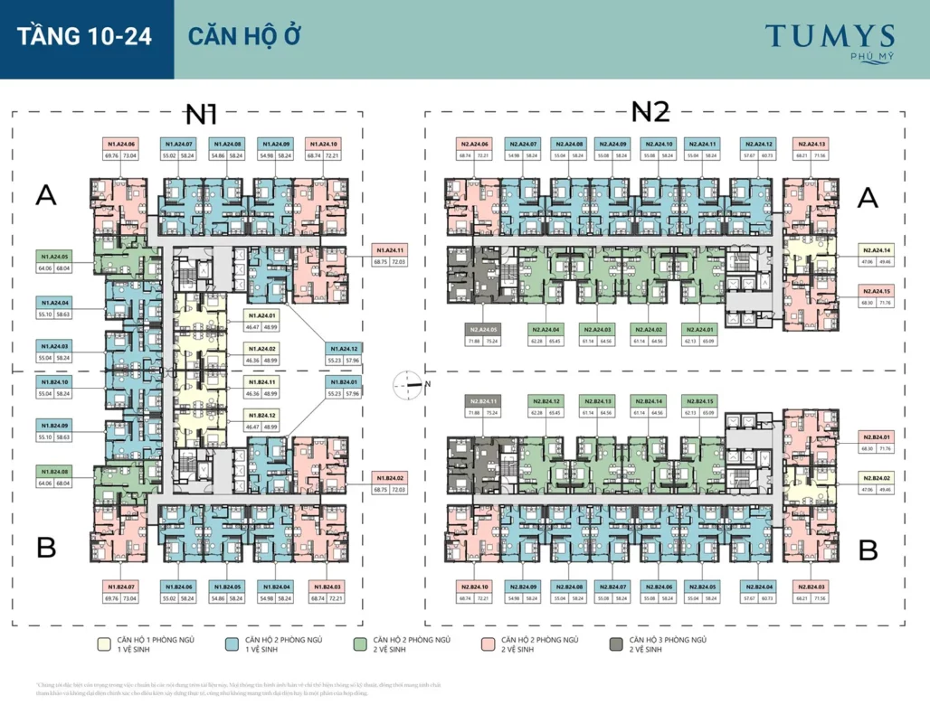 Sơ đồ căn hộ Tumys Homes Phú Mỹ theo tầng