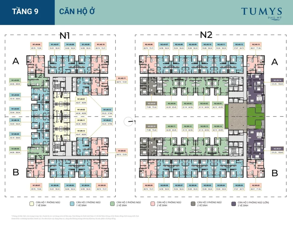 Sơ đồ căn hộ Tumys Homes Phú Mỹ theo tầng